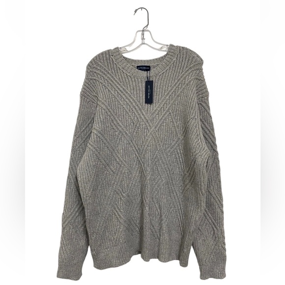 NWT Peter Millar Light Gray Cable Knit Sweater Chunky Wool Blend Mens Size XXL